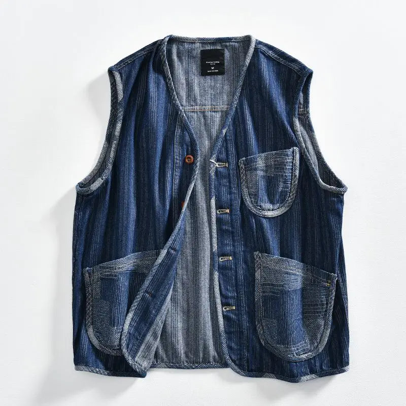 Striped Denim Vest