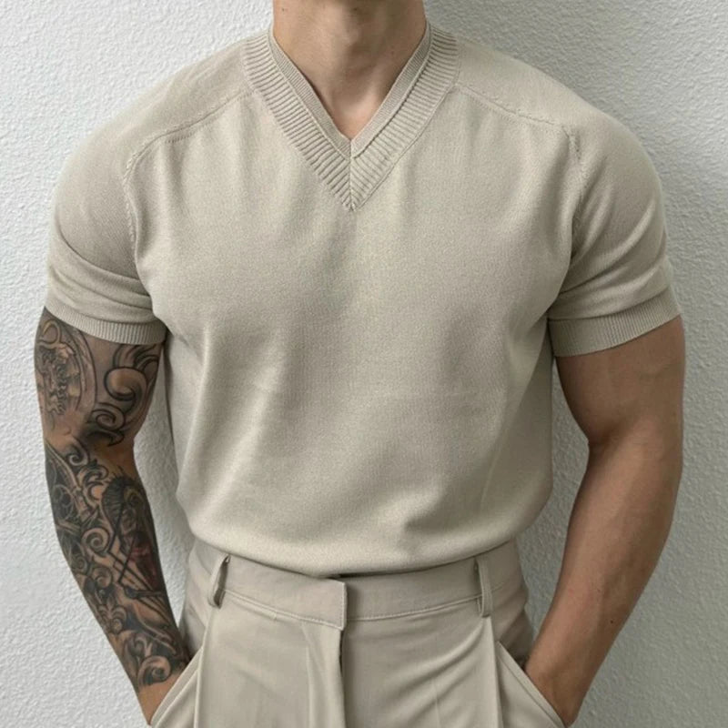 V-Neck Knit Tee