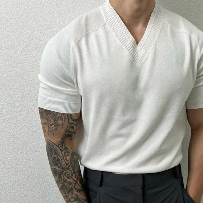 V-Neck Knit Tee