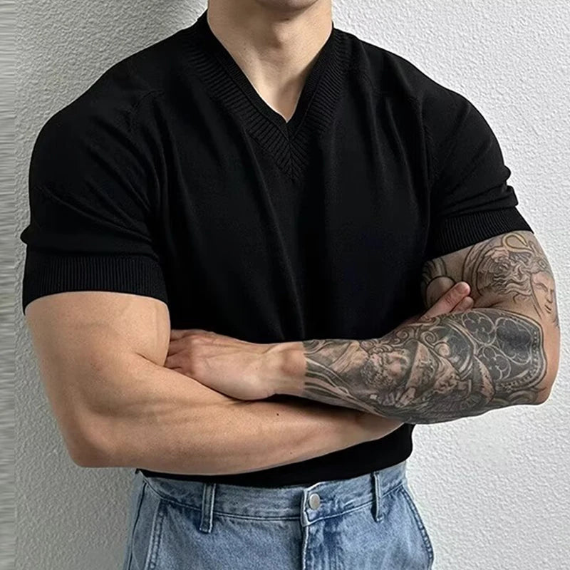 V-Neck Knit Tee