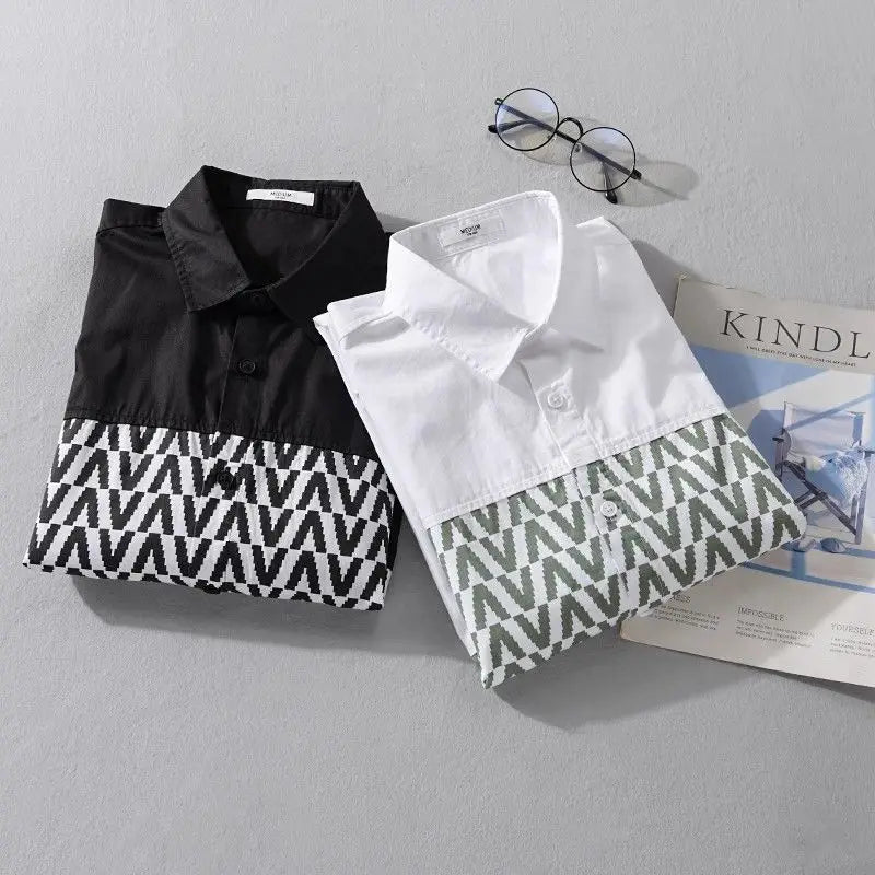 Spliced Print Shirt
