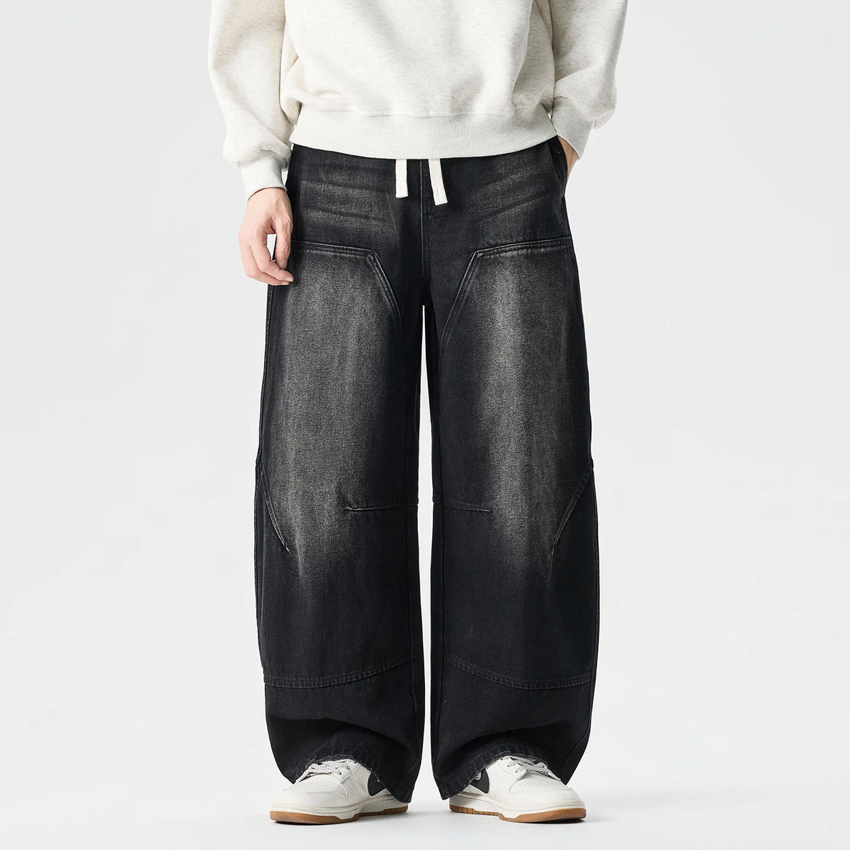 Distressed Wide-Leg Jeans