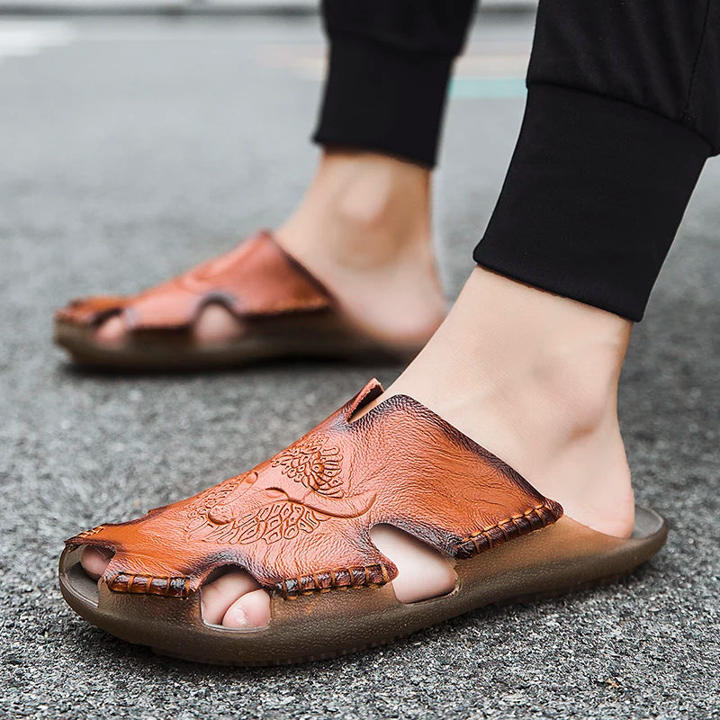 Leather Slip-On Sandals