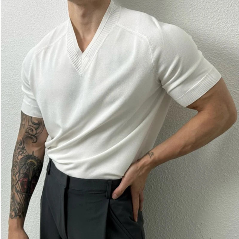 V-Neck Knit Tee