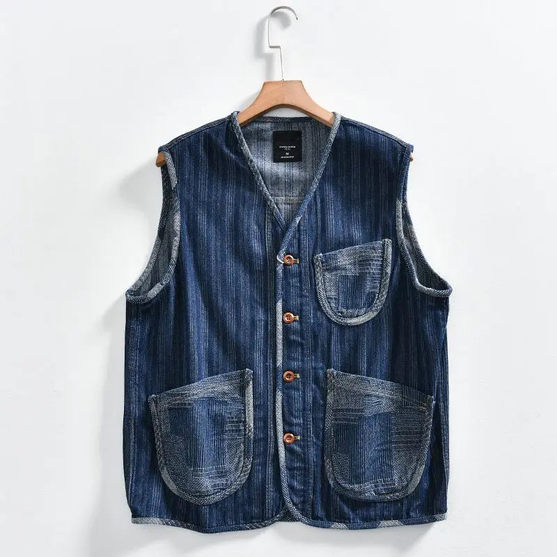 Striped Denim Vest