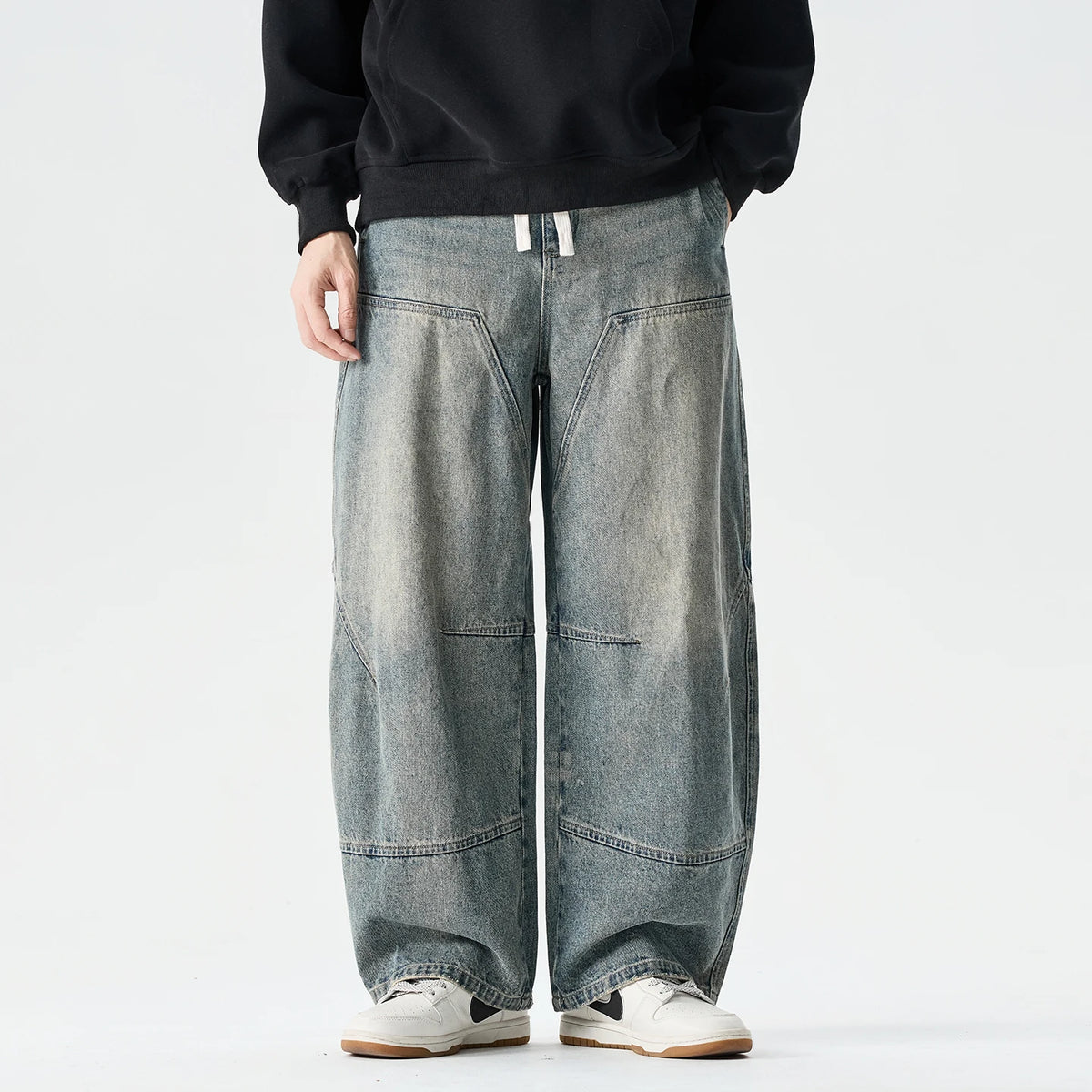 Distressed Wide-Leg Jeans