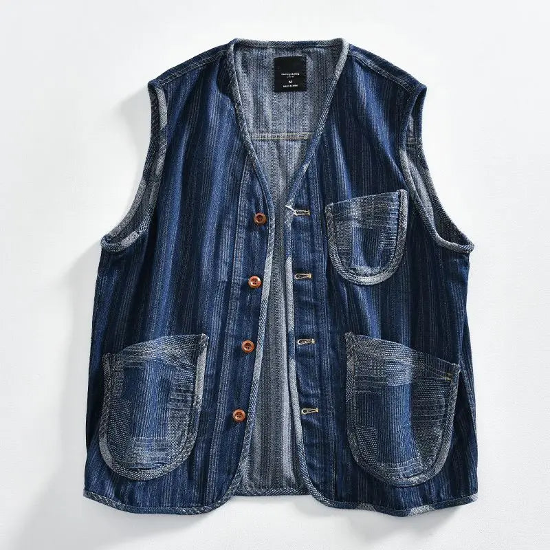 Striped Denim Vest