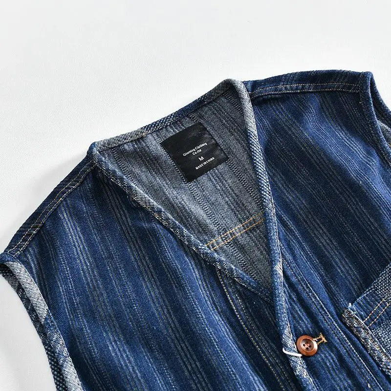 Striped Denim Vest