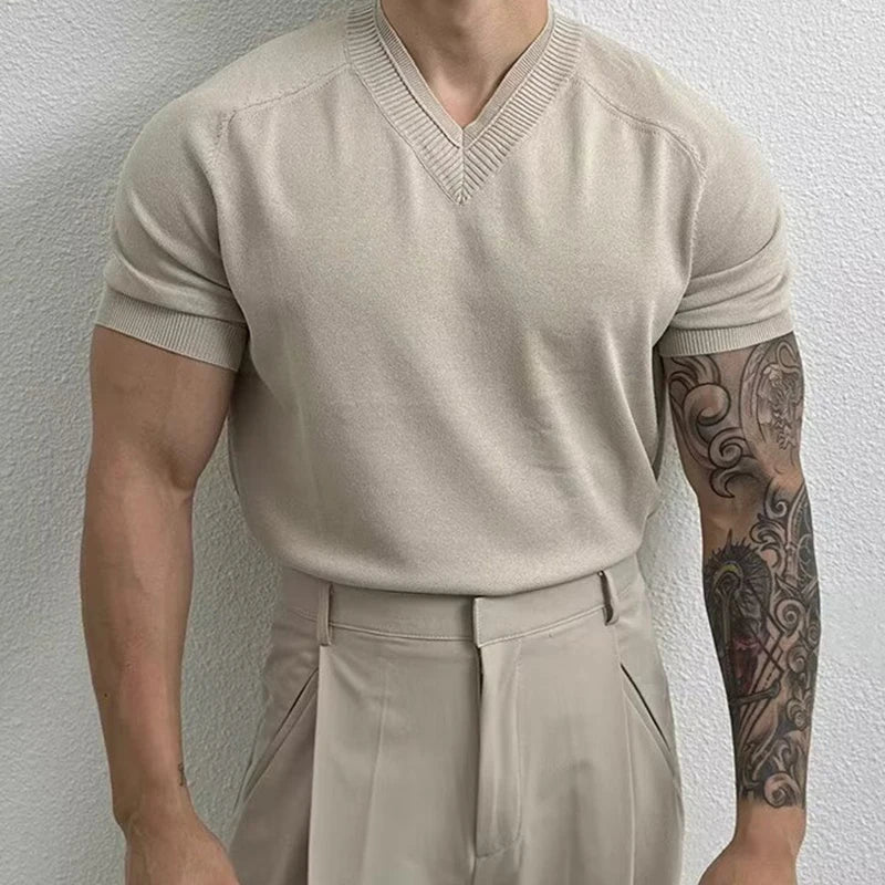 V-Neck Knit Tee